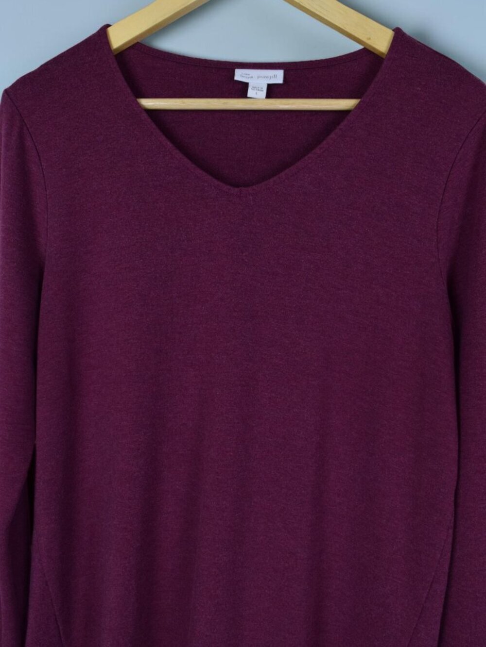 J. JILL LUXE TENCEL PURE JILL MAROON PURPLE V-NECK SWEATSHIRT TUNIC TOP - Picture 3 of 8